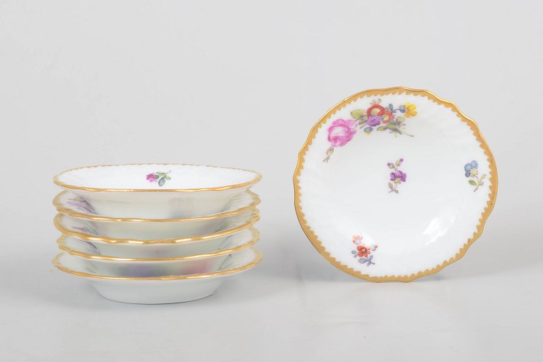 Royal Copenhagen Saxon Flower, set of six butter pads or caviar dishes.