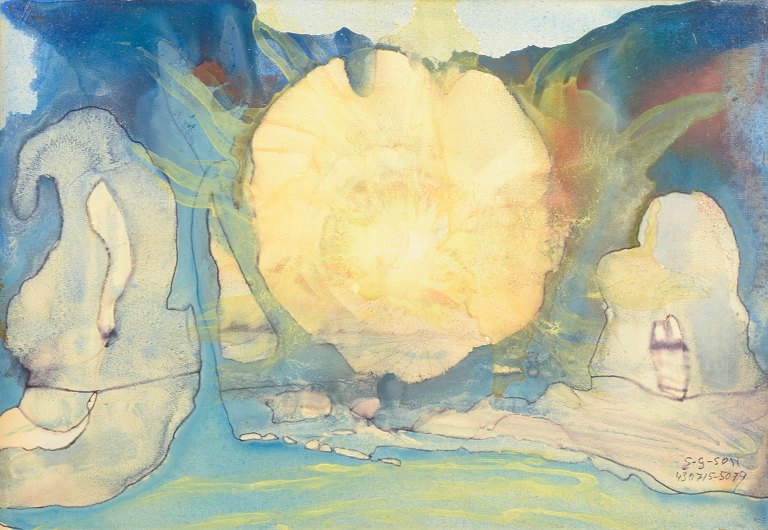 Sven-Göran Svensson G, abstrakt komposition, listet svensk billedkunstner.